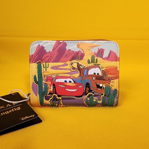 Loungefly Disney Pixar Cars Lightning McQueen and Mater Desert Zip Wallet NEW - Picture 2 of 14